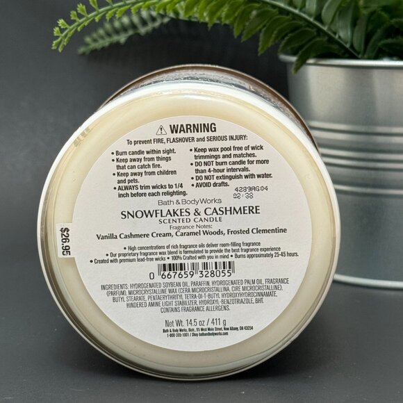 BBW Snowflakes & Cashmere Bath & Body Works 3 Wick Candle - Picture 9 of 10